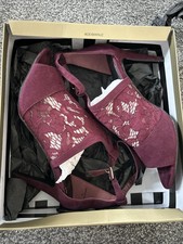 Coast Merlot Burgundy Lace High Heel Sandals Shoes Size 6 Esmae Cage