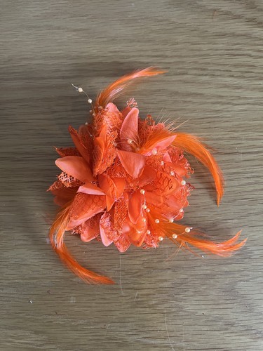 Orange feather flower - flower, hair