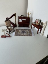 Dolls House Furniture 1:12 Music Room Piano Harp Violin Take A Seat Chair