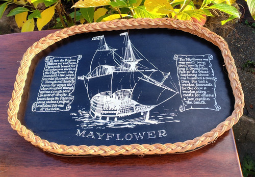 Wicker edged tray with - wicker,