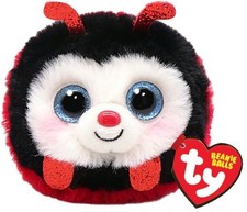 OFFICIAL TY BEANIE PUFFIES/BALLS IZZY LADYBIRD SOFT TOY 3.5" SATIN 42535
