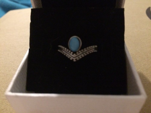 Ladies wishbone ring - wishbone, blue