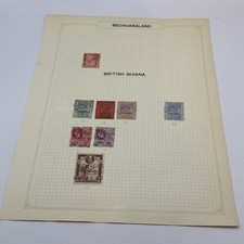 Ex Dealer Old Album Page  KGV BECHUANALAND & BRITISH GUIANA STAMPS 