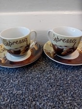 2 Espresso Cups And Saucers