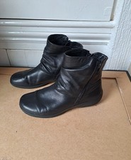 UK Size 7 Hotter Women's Ladies Ankle Boots EU 41 Black Leather  Walking Zip-Up