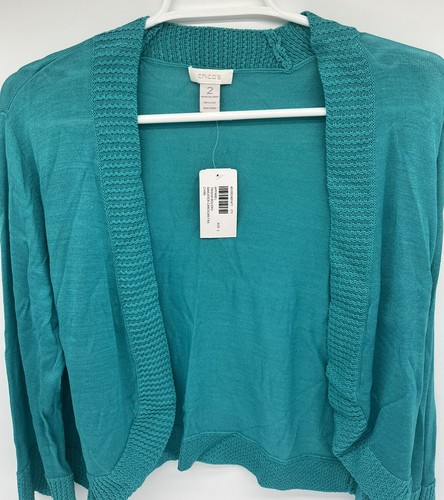 Chico cyan silk 4 - chico’s, 3/4