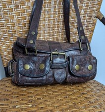 Barbour Vintage Utility Brown Leather Country Races Small Handbag Bag