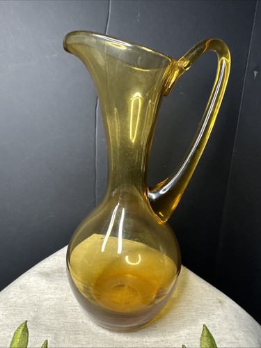 Vintage krosno amber pitcher - vintage,