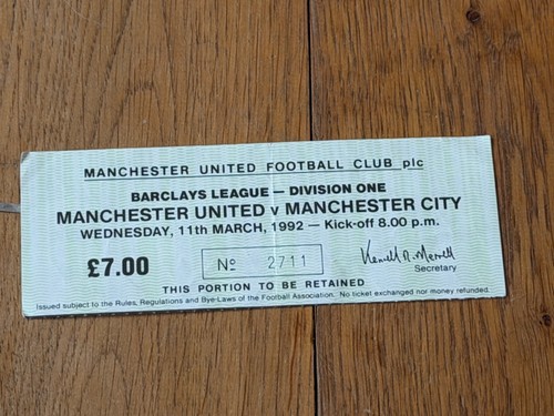 Ticket 1991 manchester - ticket, 1991/92