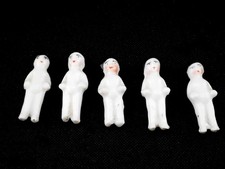 5 Victorian German Porcelain 25 mm's high Frozen Charlotte 'Penny' Dolls set 1