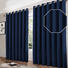 Thermal Thick Blackout Curtains Ready Made Eyelet Ring Top Curtain Pair Tiebacks