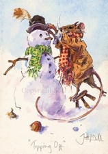 Funny Mouse Pack 10 Christmas Cards 'Topping Off' by Jonathan Walker C734x