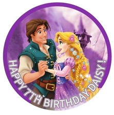Personalised Rapunzel Tangled premium edible icing Round Cake Topper