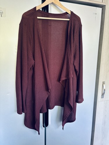 Burgundy waffle knit waterfall - waffle,