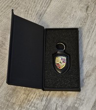 Porsche Genuine Leather Crest Keyring Keychain Black WAP0500900E