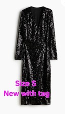 H&M Black Sequin Wrap Dress