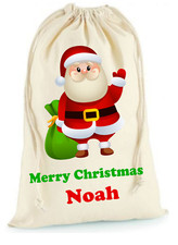 Personalised Christmas Santa Sack Xmas Stocking Gift Bag Present Cute ALL SIZES