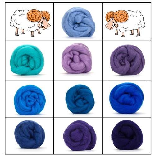 Blue merino wool roving - blue,