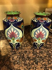 Shelley Late Foley Intarsio Walter Slater 343 3634 Pair Vases 