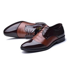Hoefirm Mens Patent Leather Shoes Derbys Lace ups Pointed Toe Dress  Size 6 UK