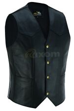 Bikers Leather Waistcoat Club Vest Motorcycle Classic Style Genuine Leather Vest