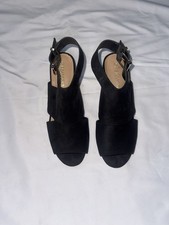 Black Suede Block Heel Sandals