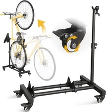 Vertical Bike Stand with Wheels For Auction Adjustable Height Black
