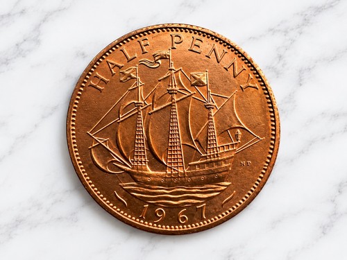 1967 half penny coin - 1967, uk