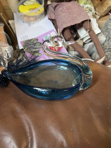 Vintage blue blown glass - blue,
