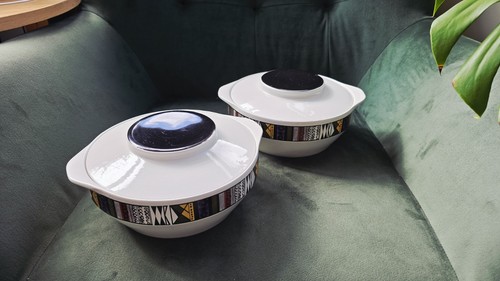 Pair retro lidded serving dish - pair,