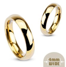 Stunning Mens Ladies Stainless Steel Gold IP High Polished Wedding Band Ring UK