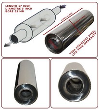 UNIVERSAL T304 STAINLESS STEEL EXHAUST PERFORMANCE SILENCER 17"x5"x 52MM- MST