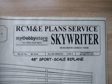 RCM&E Skywriter 48" Sports Scale Biplane Plan RC2124 Oct 2013