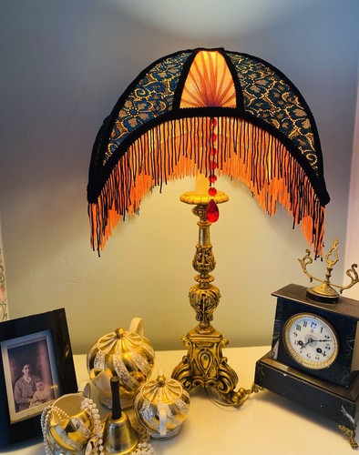 Art deco fringed lampshade - art,