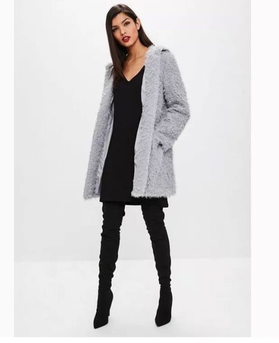 Missguided grey shaggy hooded - missguided,
