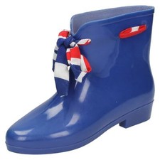 Ladies Spot On Tied Bow Detail Ankle Wellington Boots: X1187