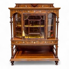 Antique Victorian Rosewood Inlaid Side Cabinet C.1880