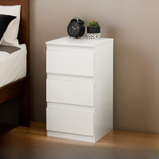 3 Drawer White  Bedside