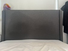4ft6 Grey Upholstered Double Bed Frame with Headboard, Used good condition
