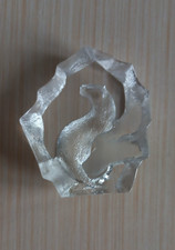 Vintage Swedish Crystal Glass Otter Paper Weight Ornament