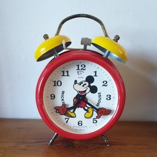 Vintage Disney Avronel Mickey Mouse Twin Bell Alarm Clock Germany - Preowned 