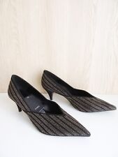 ZARA BLACK SHINY V-VAMP MID-HEEL POINTED COURT SHOES SIZE UK 5 EU 38 US 7.5