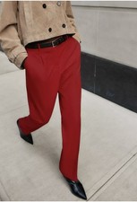 Zara Red Belted Straight Leg