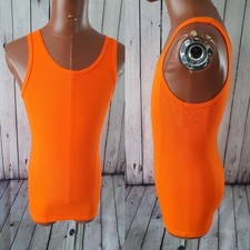 1970s Deadstock Vest Orange 100% Cotton -Medium/Large Skinny- Vintage GD41
