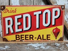 VINTAGE RED TOP PORCELAIN SIGN