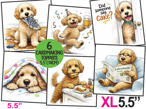 Labradoodle dog card toppers - labradoodle,