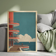 Art deco building sea - art,