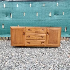 Vintage Ercol 455 Solid Elm Sideboard Credenza Cupboard Drawers Mid Century