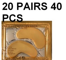 20 Pair Crystal Collagen 24k Gold Under Eye Gel Pad Face Mask Anti Aging Wrinkle