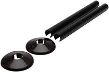2 x Black Radiator Pipe Covers & 2 Collars 15mm Cover